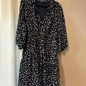 Torrid Black and White Brushstroke Pattern Dress